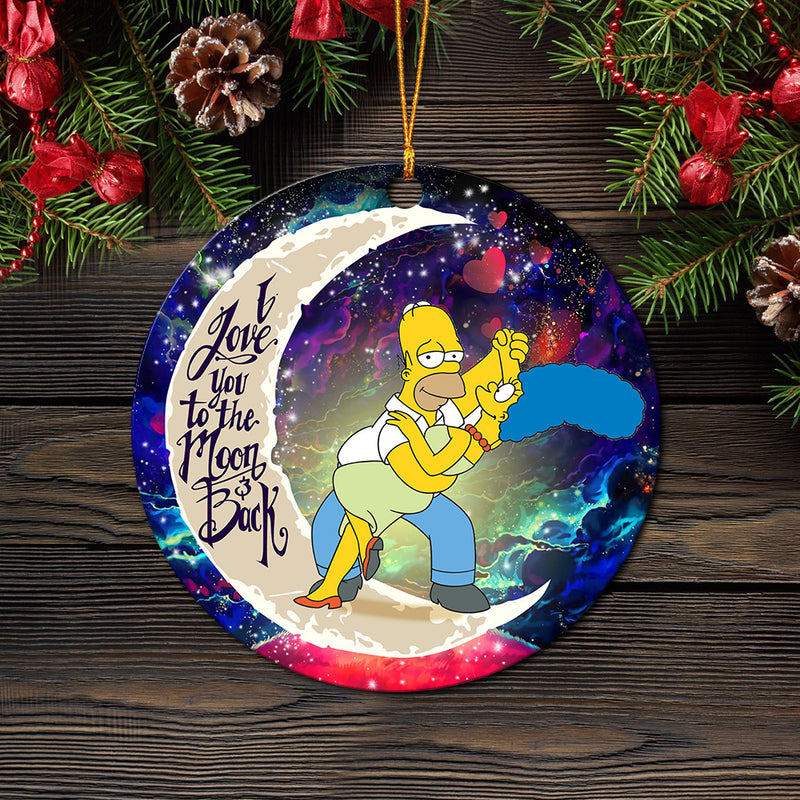 Simpsons Family Love You To The Moon Galaxy Mica Circle Ornament Perfect Gift For Holiday Nearkii