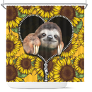 Sloth Cute Sunflower Zipper Shower Curtain
