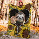 Sloth Cute Sunflower Zipper Premium Blanket Nearkii