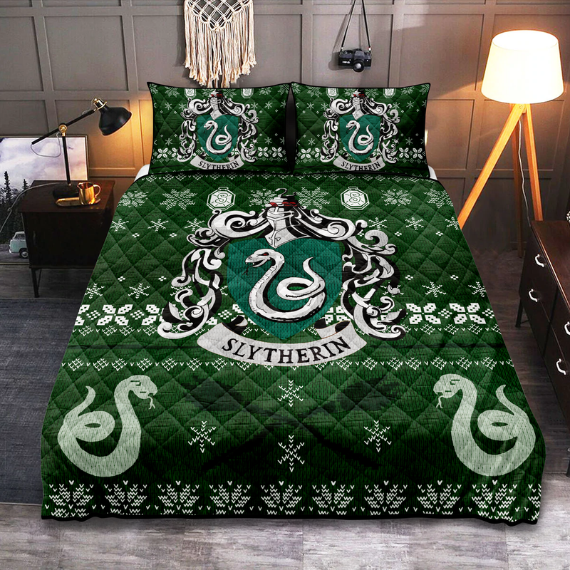 Slytherin Team Harry Potter Christmas Quilt Bed Sets Nearkii