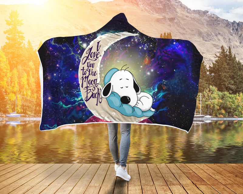 Snoopy Dog Sleep Love You To The Moon Galaxy Economy Hooded Blanket Nearkii