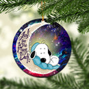 Snoopy Dog Sleep Love You To The Moon Galaxy Mica Circle Ornament Perfect Gift For Holiday Nearkii