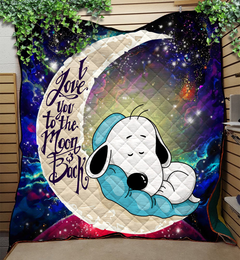 Snoopy Dog Sleep Love You To The Moon Galaxy Quilt Blanket Nearkii