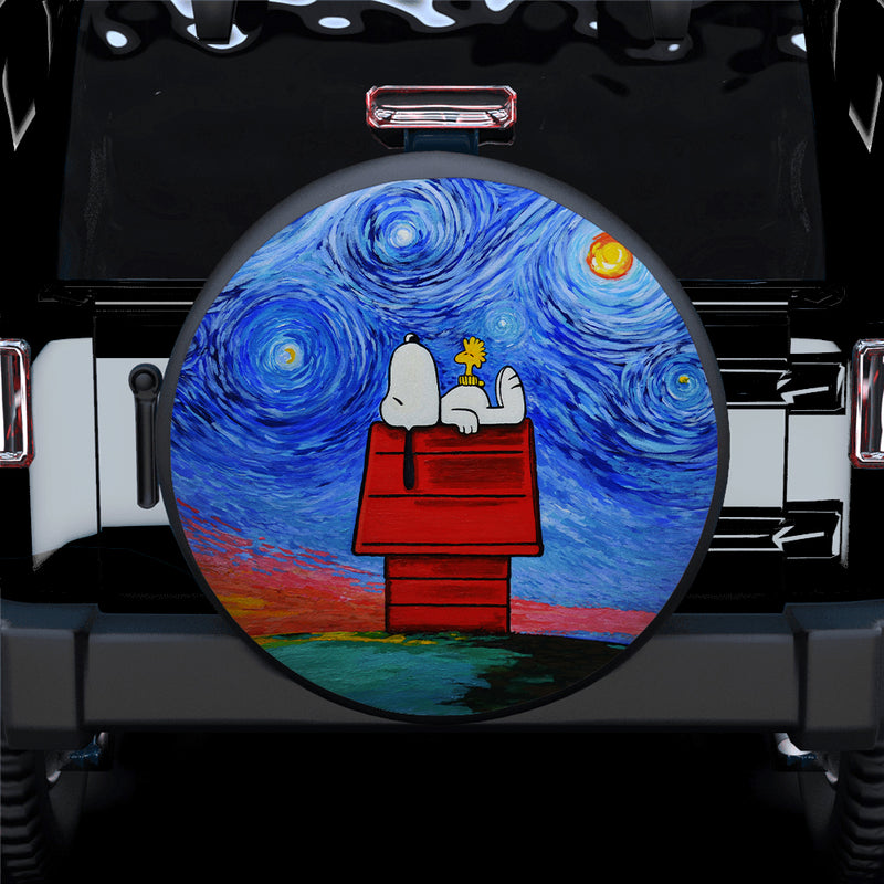 Snoopy And Woodstock In The Starry Night Car Spare Tire Covers Gift For Campers Nearkii