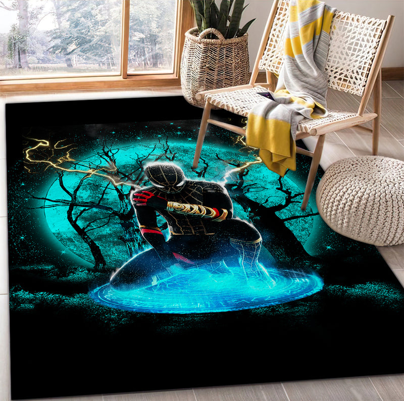 Blue Spider Man Black Suit No Way Home Moonlight Area Carpet Rug Home Decor Bedroom Living Room Decor