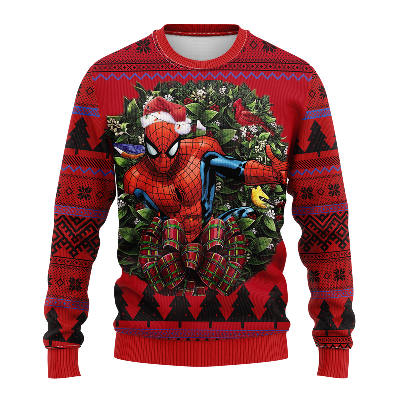 Spider Man Illustration Noel Mc Ugly Christmas Sweater Thanksgiving Gift Nearkii