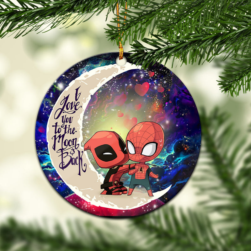 Spiderman And Deadpool Couple Love You To The Moon Galaxy Mica Circle Ornament Perfect Gift For Holiday Nearkii