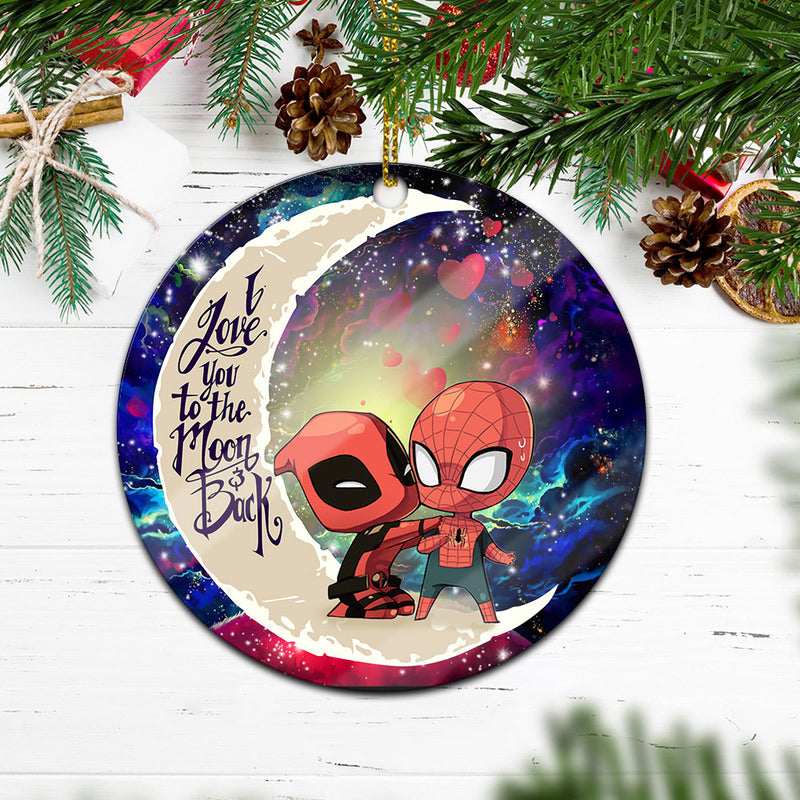 Spiderman And Deadpool Couple Love You To The Moon Galaxy Mica Circle Ornament Perfect Gift For Holiday Nearkii