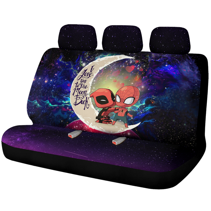 Spiderman And Deadpool Couple Love You To The Moon Galaxy Premium Custom Car Back Seat Covers Decor Protectors Nearkii