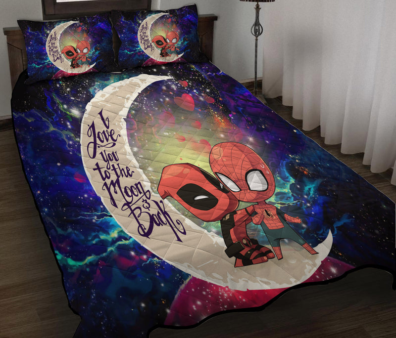 Spiderman And Deadpool Couple Love You To The Moon Galaxy Quilt Bed Sets Nearkii