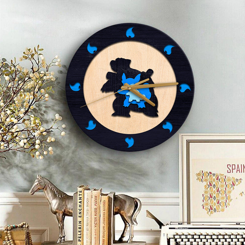 Squirtle Evolution Pokemon Wood Wall Clock Nearkii