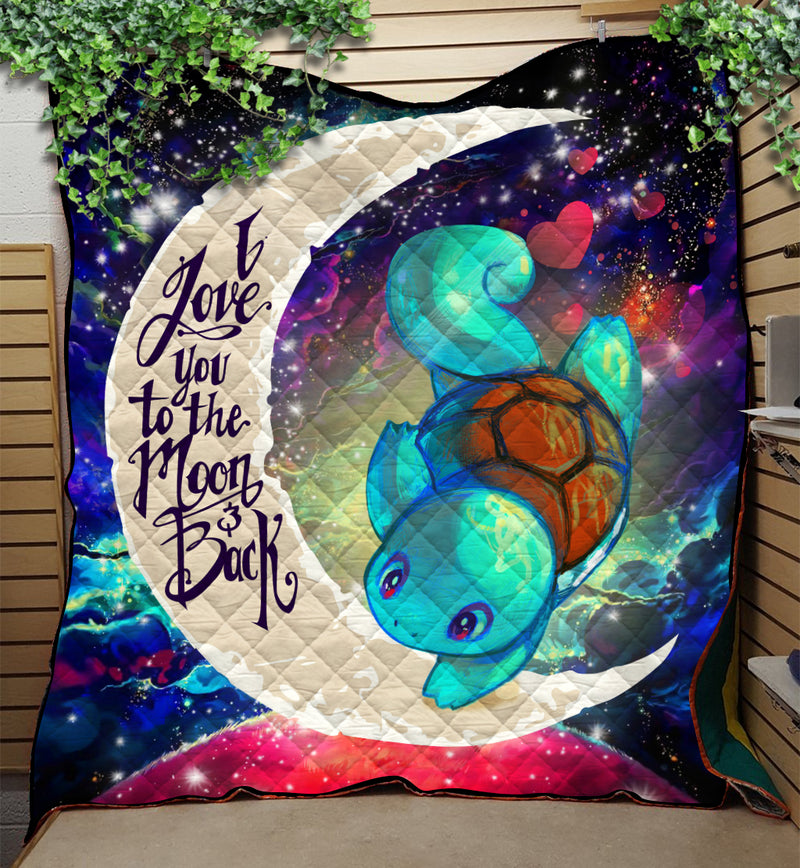 Squirtle Pokemon Love You To The Moon Galaxy Quilt Blanket Nearkii