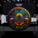 Stained Glass Of Colorful Dragonfly Jeep Car Spare Tire Cover
