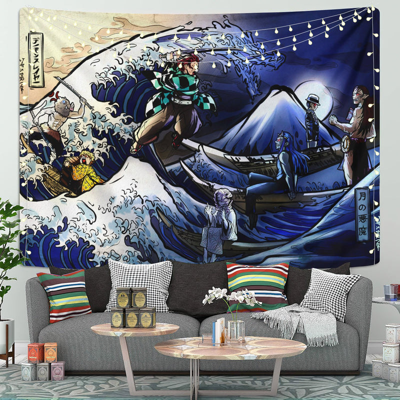 The Great Wave Demon Slayer Tapestry Room Decor Nearkii