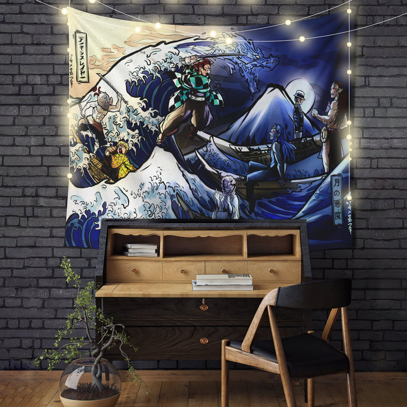 The Great Wave Demon Slayer Tapestry Room Decor Nearkii