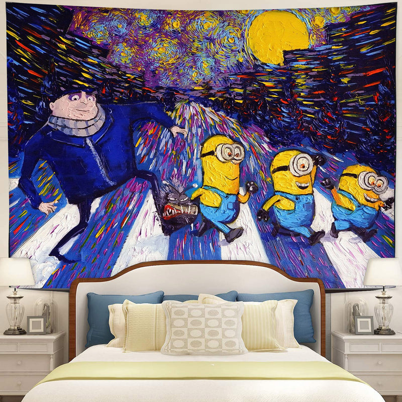 Starry Night Despicable Me Minions Tapestry Room Decor Nearkii