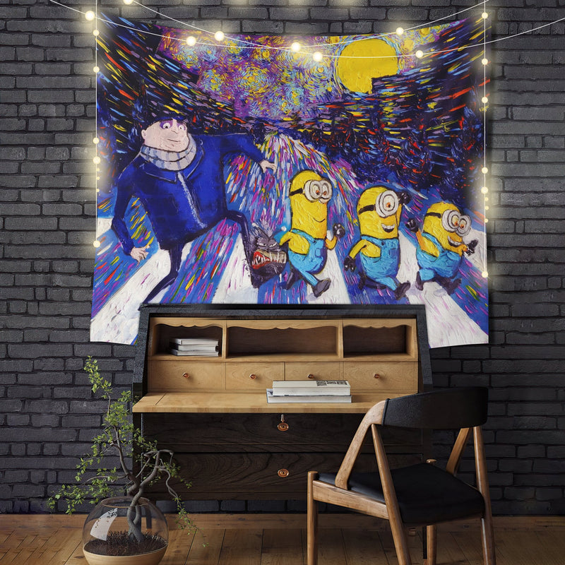 Starry Night Despicable Me Minions Tapestry Room Decor Nearkii