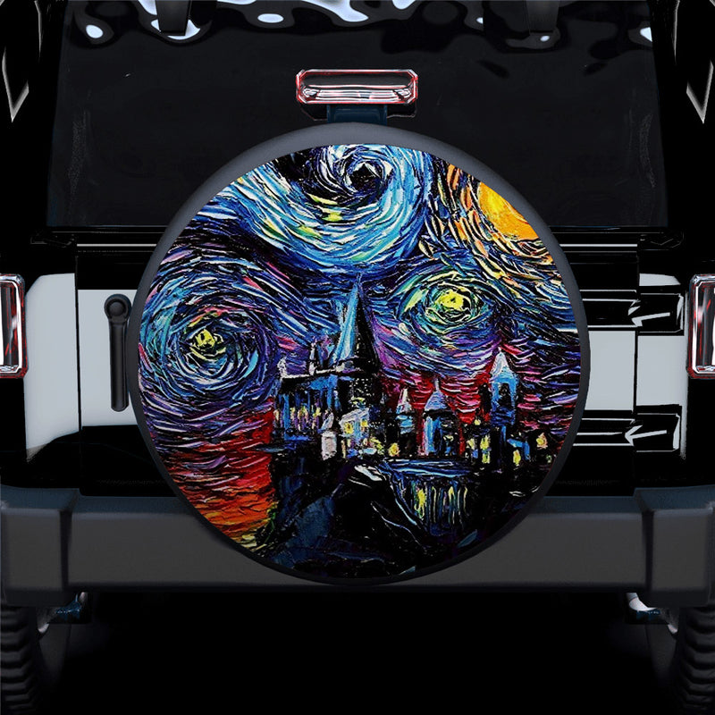 Starry Night Hogwarts Castle Car Spare Tire Cover Gift For Campers Nearkii