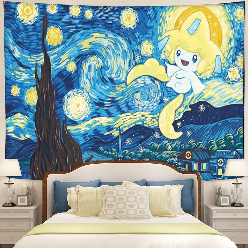 Starry Night Jirachi Pokemon Tapestry Room Decor Nearkii