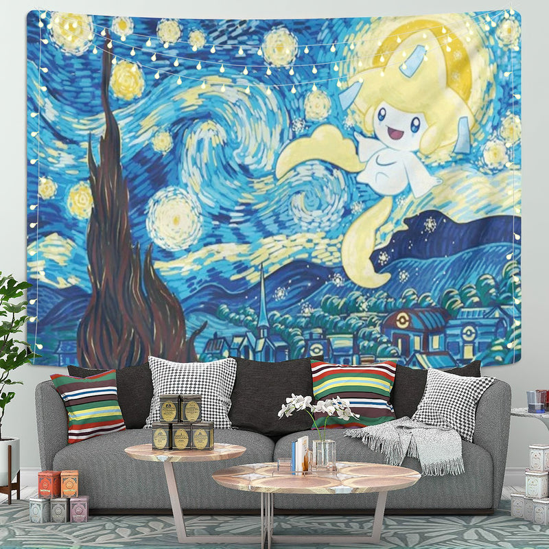 Starry Night Jirachi Pokemon Tapestry Room Decor Nearkii