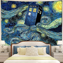 Starry Night Police Telephone Box Tapestry Room Decor Nearkii