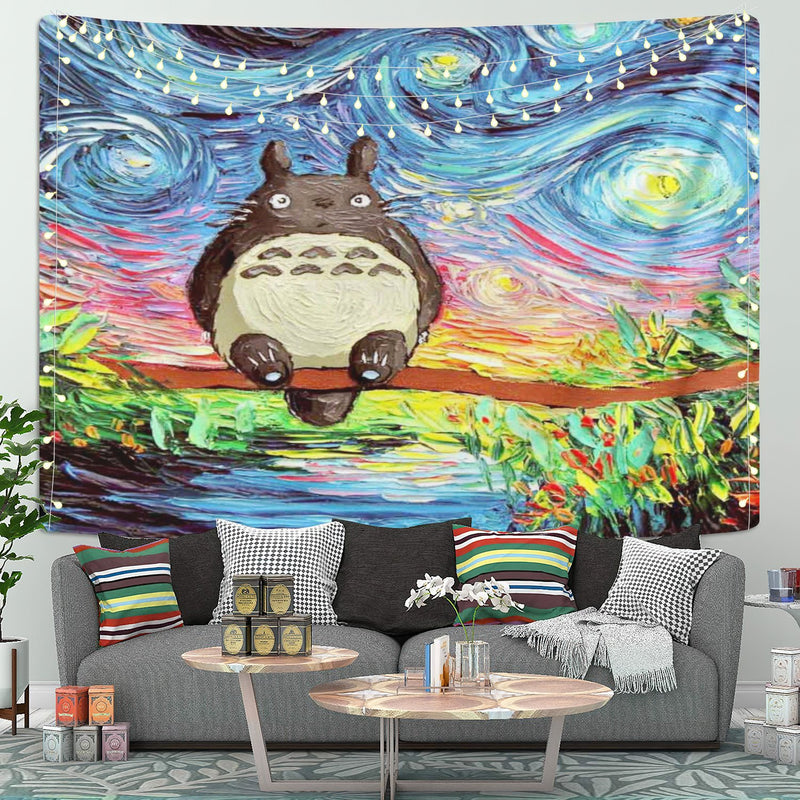 Starry Night Totoro Tapestry Room Decor Nearkii