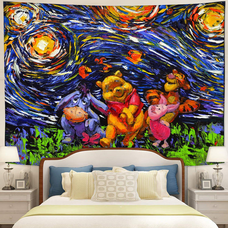 Starry Night Winne The Pooh Tapestry Room Decor Nearkii
