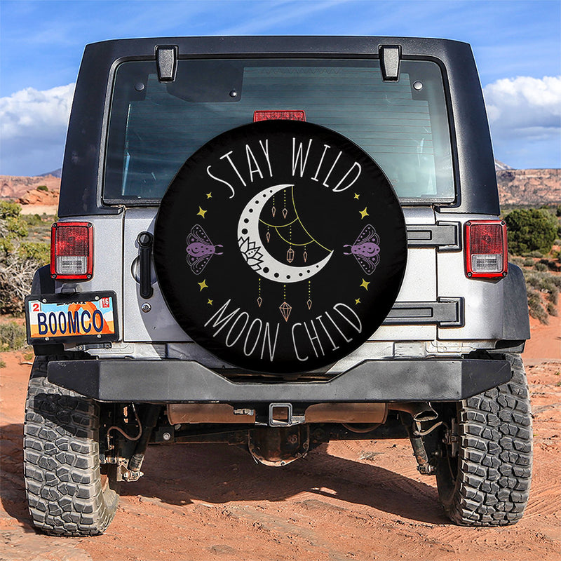 Stay Wild Moon Child Moth Trendy Car Spare Tire Cover Gift For Campers Nearkii