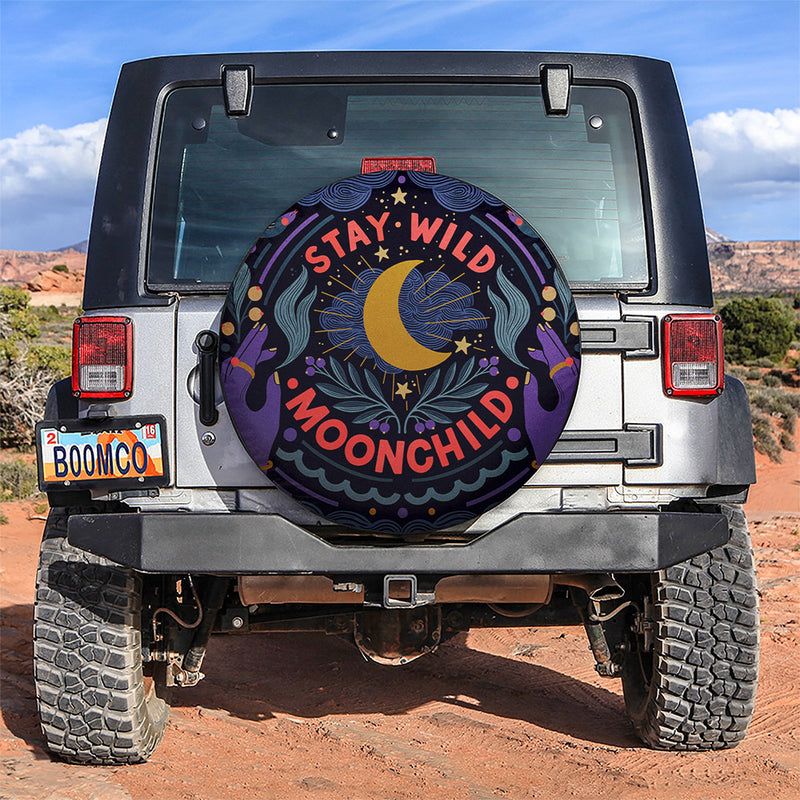 Stay Wild, Moon Child Mystic Car Spare Tire Cover Gift For Campers Nearkii