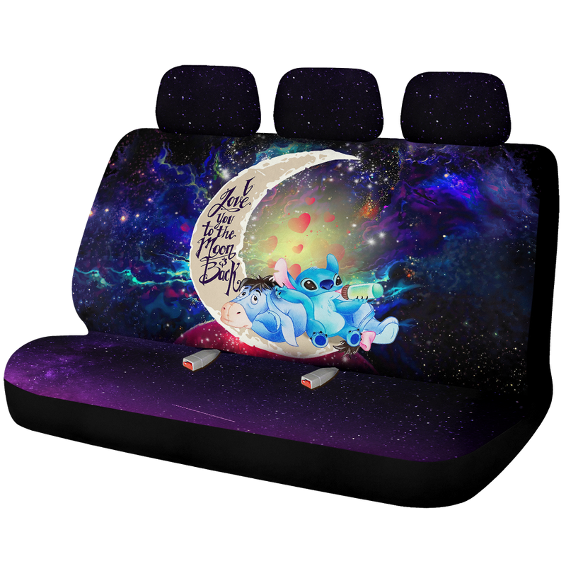 Stitch And Eeyore Couple Love You To The Moon Galaxy Premium Custom Car Back Seat Covers Decor Protectors Nearkii