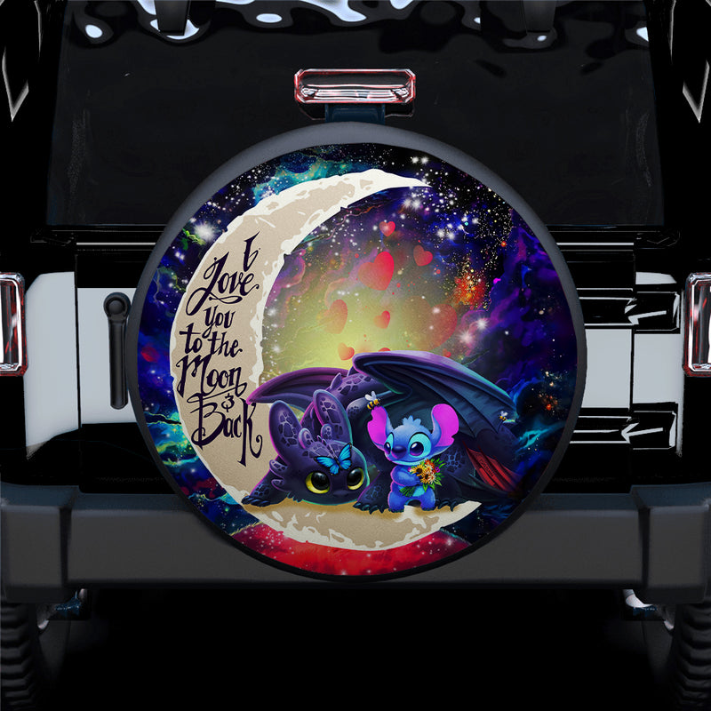 Stitch And Toothless Love You To The Moon Galaxy Car Spare Tire Covers Gift For Campers Nearkii
