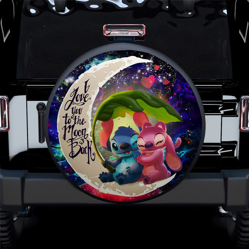 Stitch Angel Love You To The Moon Galaxy Car Spare Tire Covers Gift For Campers Nearkii