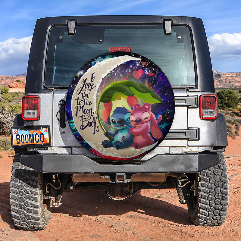 Stitch Angel Love You To The Moon Galaxy Car Spare Tire Covers Gift For Campers Nearkii