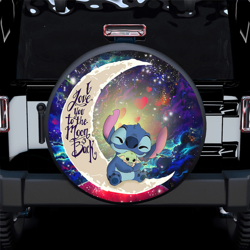 Stitch Hold Baby Yoda Love You To The Moon Galaxy Spare Tire Covers Gift For Campers Nearkii