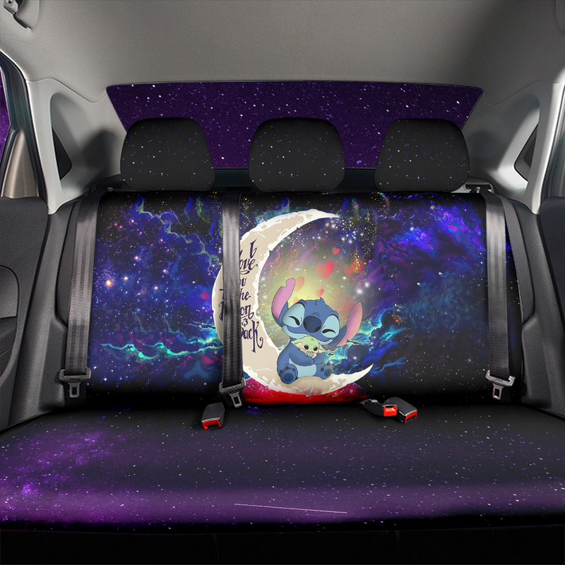 Stitch Hold Baby Yoda Love You To The Moon Galaxy Premium Custom Car Back Seat Covers Decor Protectors Nearkii