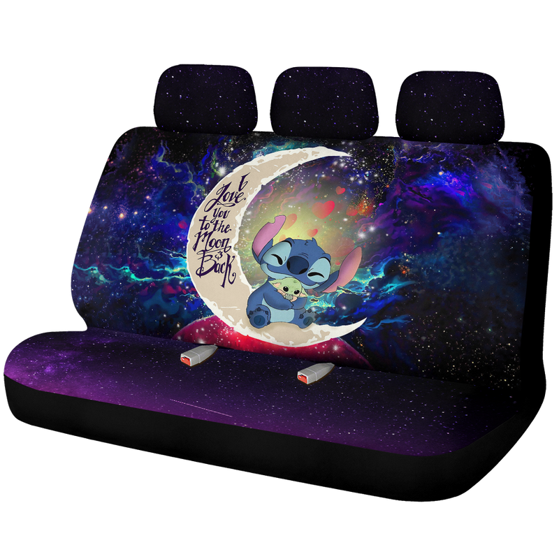 Stitch Hold Baby Yoda Love You To The Moon Galaxy Premium Custom Car Back Seat Covers Decor Protectors Nearkii