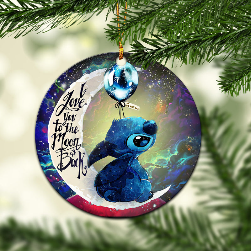 Stitch Love You To The Moon Galaxy Mica Circle Ornament Perfect Gift For Holiday Nearkii