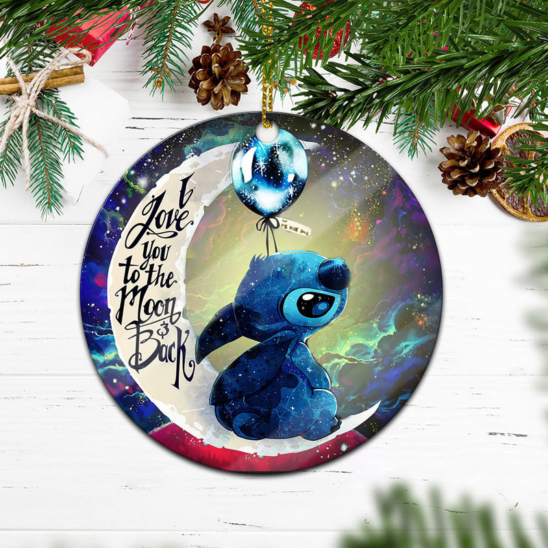 Stitch Love You To The Moon Galaxy Mica Circle Ornament Perfect Gift For Holiday Nearkii