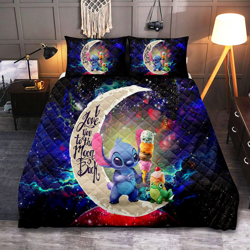 Cute Stitch Frog Icecream Love You To The Moon Galaxy Quilt Bed Sets Nearkii