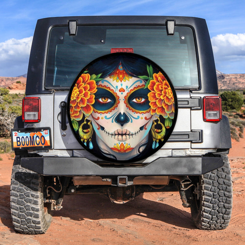 Sugar Skull Flower Floral Spare Tire Covers Gift For Campers Nearkii