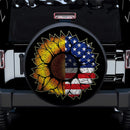 Sunflower American Flag Holiday Car Spare Tire Cover Gift For Campers Nearkii