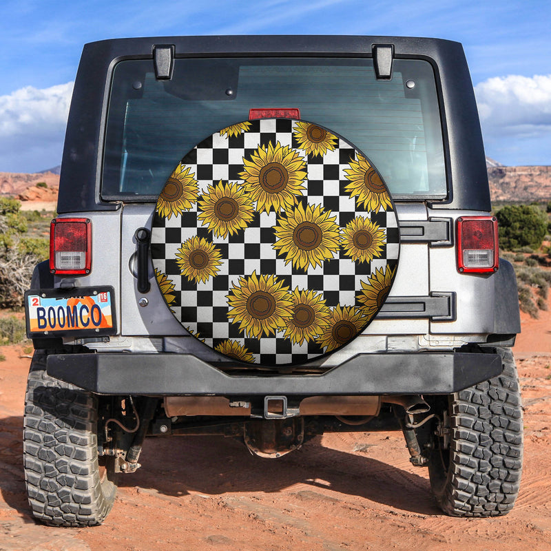 Sunflower Caro Spare Tire Covers Gift For Campers Nearkii