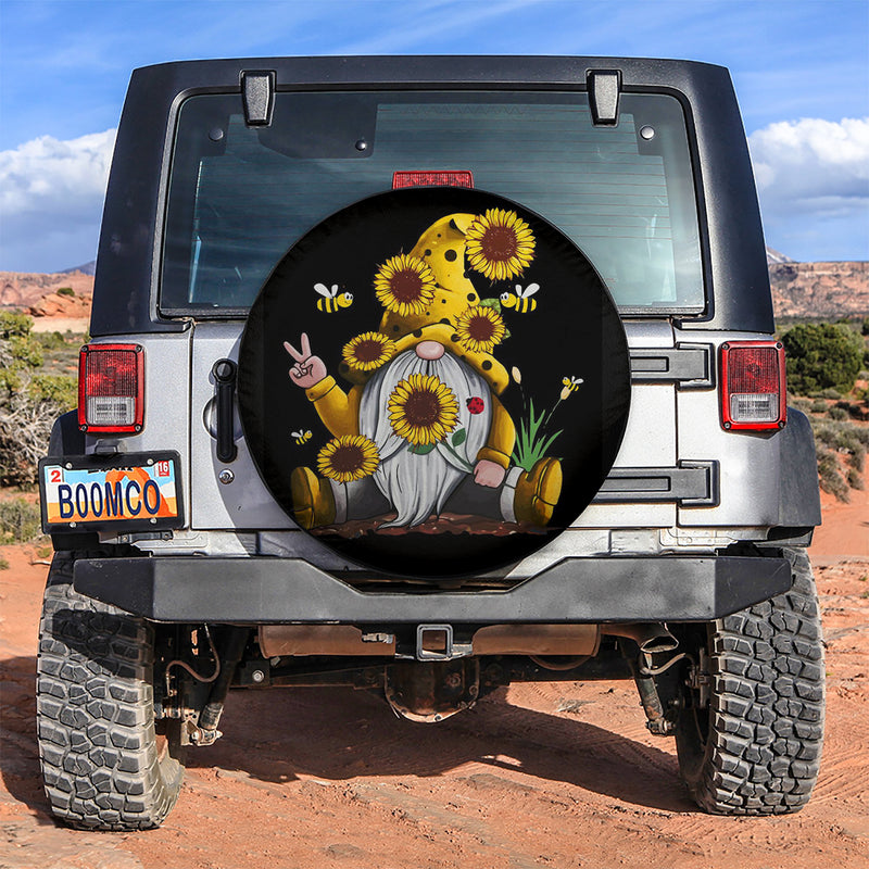 Sunflower Gnome Jeep Car Spare Tire Cover Gift For Campers Nearkii
