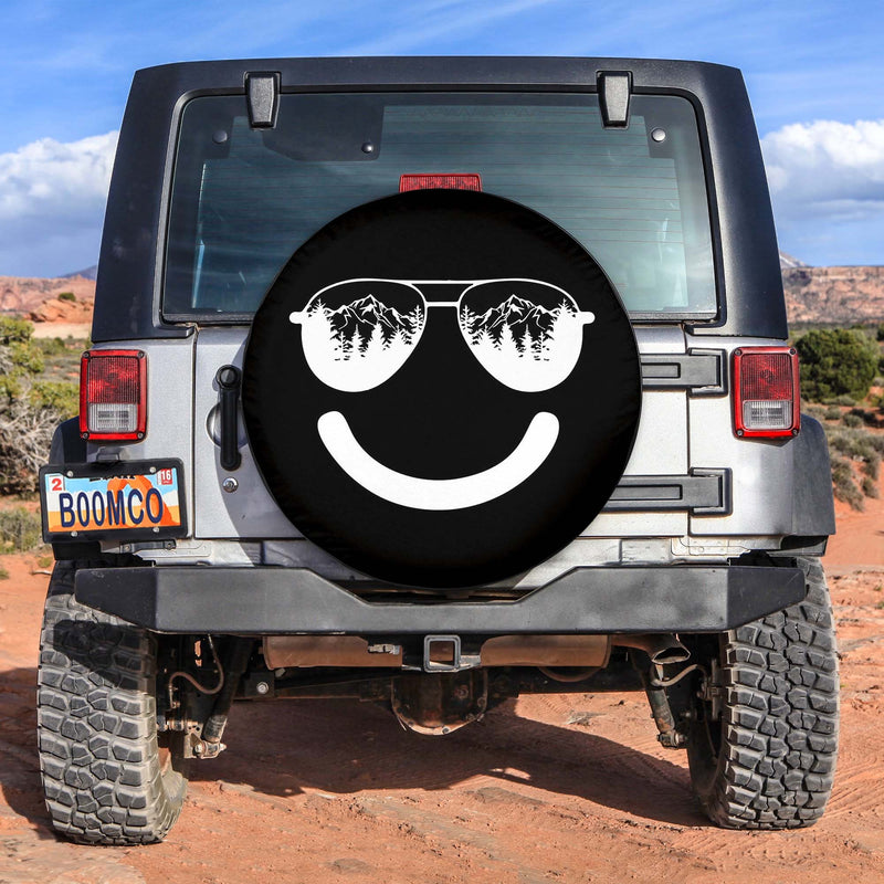 Sunglasses In The Mountains Smiley Face Spare Tire Cover Gift For Campers Nearkii