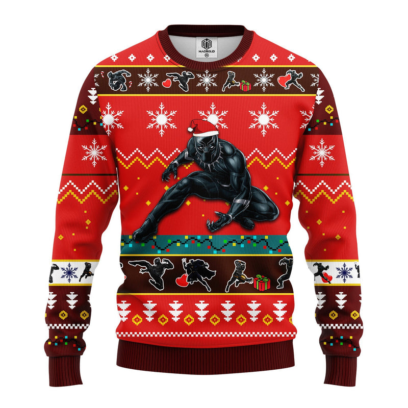 Black Panther Ugly Christmas Sweater Red Brown 1 Amazing Gift Idea Thanksgiving Gift Nearkii