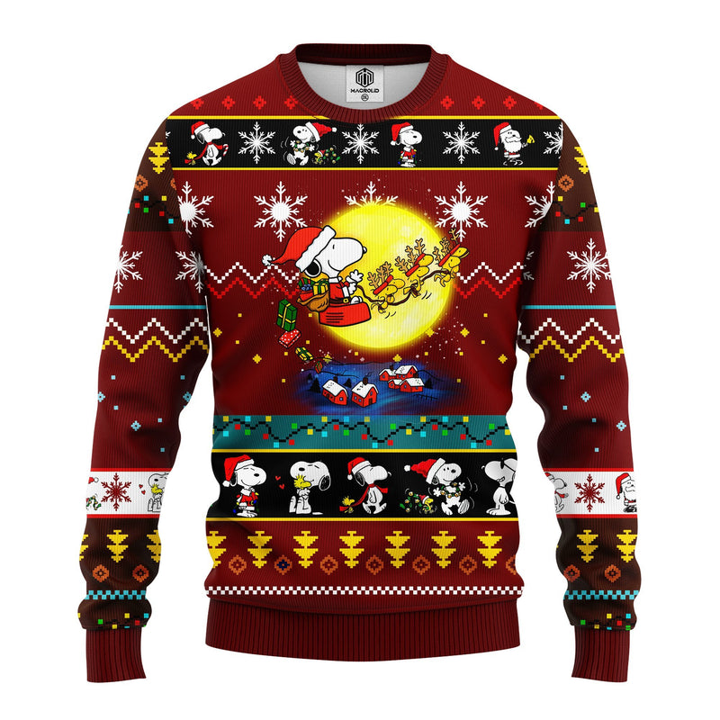 Snooby Moon Ugly Christmas Sweater Red 1 Amazing Gift Idea Thanksgiving Gift Nearkii