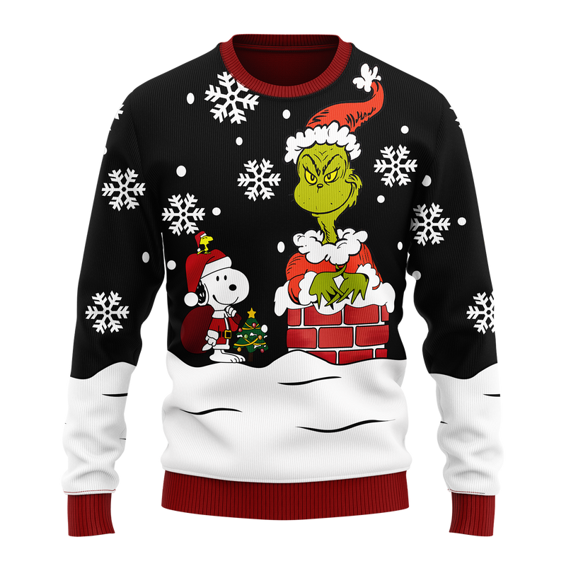 Snoopy And Grinch Ugly Christmas Sweater Anime Xmas Gift Nearkii