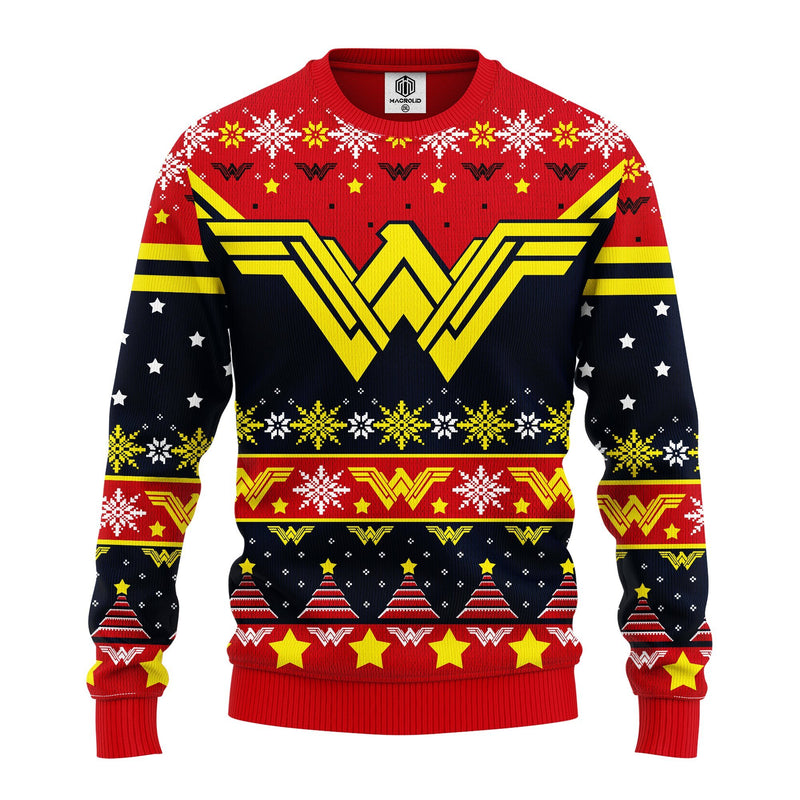 Wonder Woman Red Yellow Ugly Christmas Sweater Amazing Gift Idea Thanksgiving Gift Nearkii