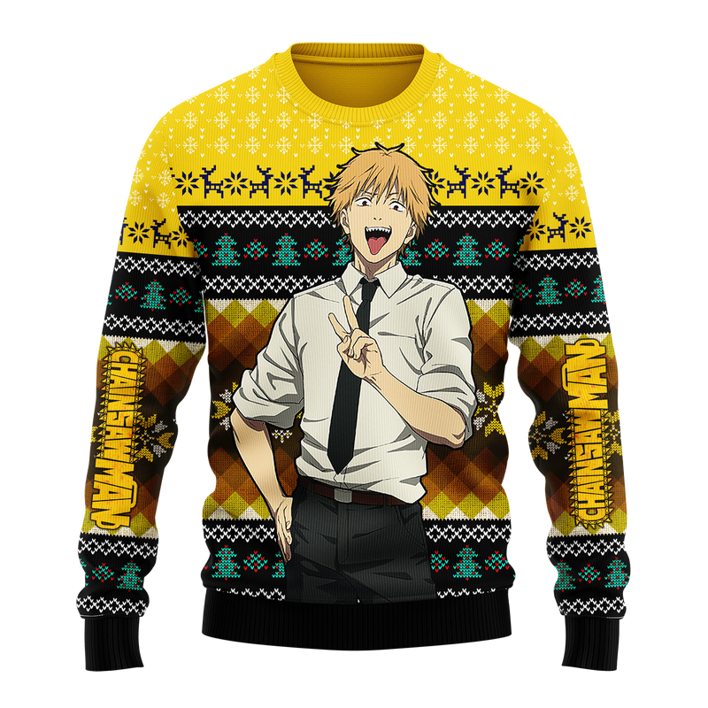 Chainsaw Man Denji Ugly Christmas Sweater Anime Xmas Gift Nearkii