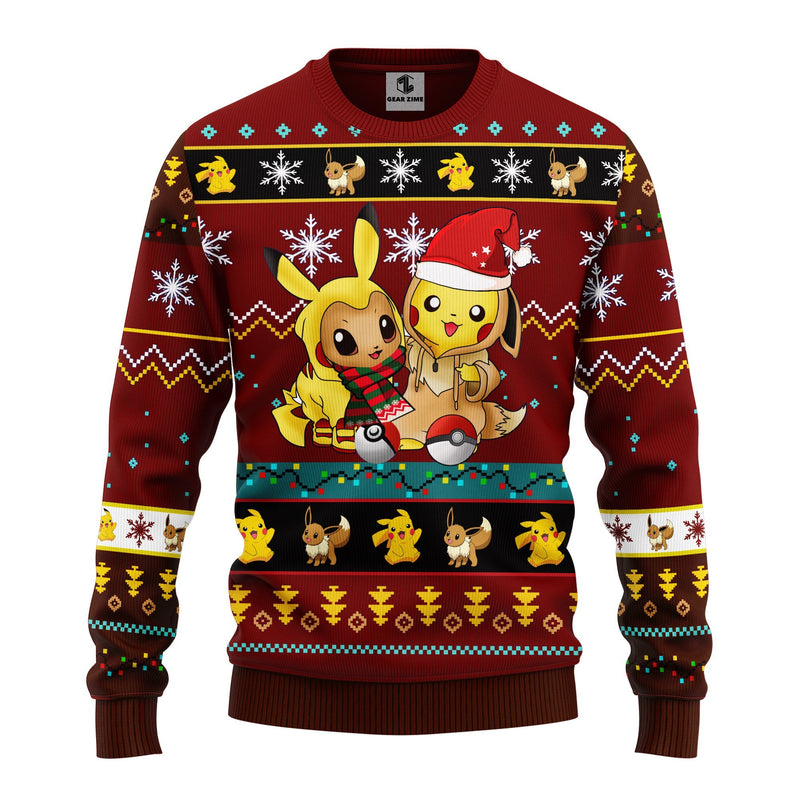 Pokemon Cute Noel Mc Ugly Christmas Sweater Brown Red 1 Amazing Gift Idea Thanksgiving Gift Nearkii